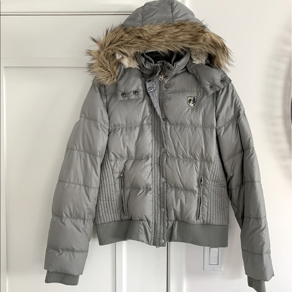 Like New: Faux Fur Trim Bomber Puffer Coat